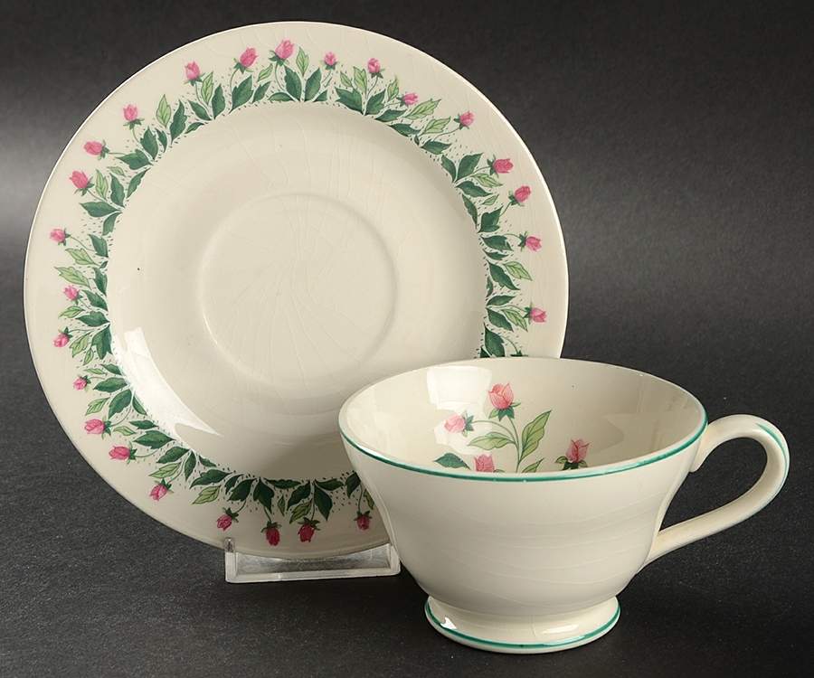 Rose Path Footed Cup & Saucer Set by Edwin Knowles-1