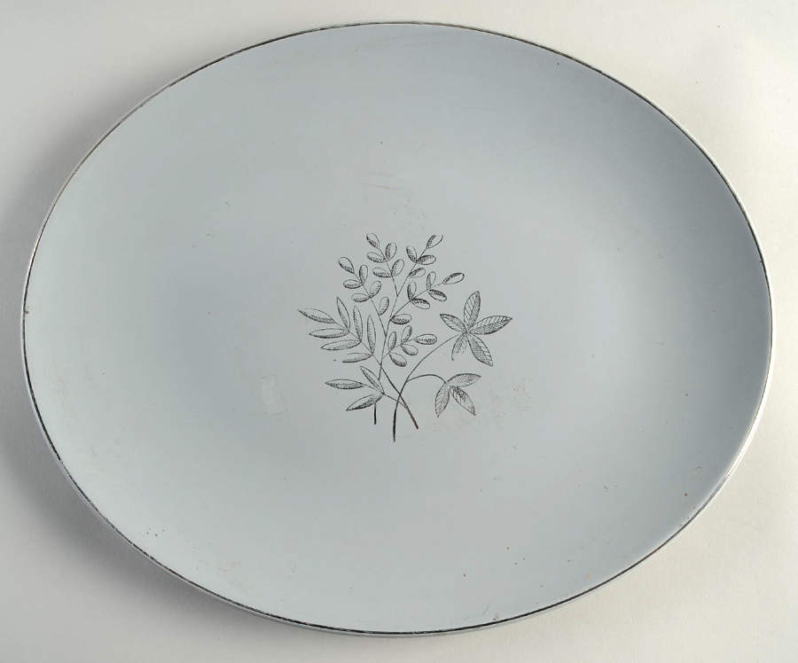Silver Spray 14" Oval Serving Platter by Edwin Knowles-1