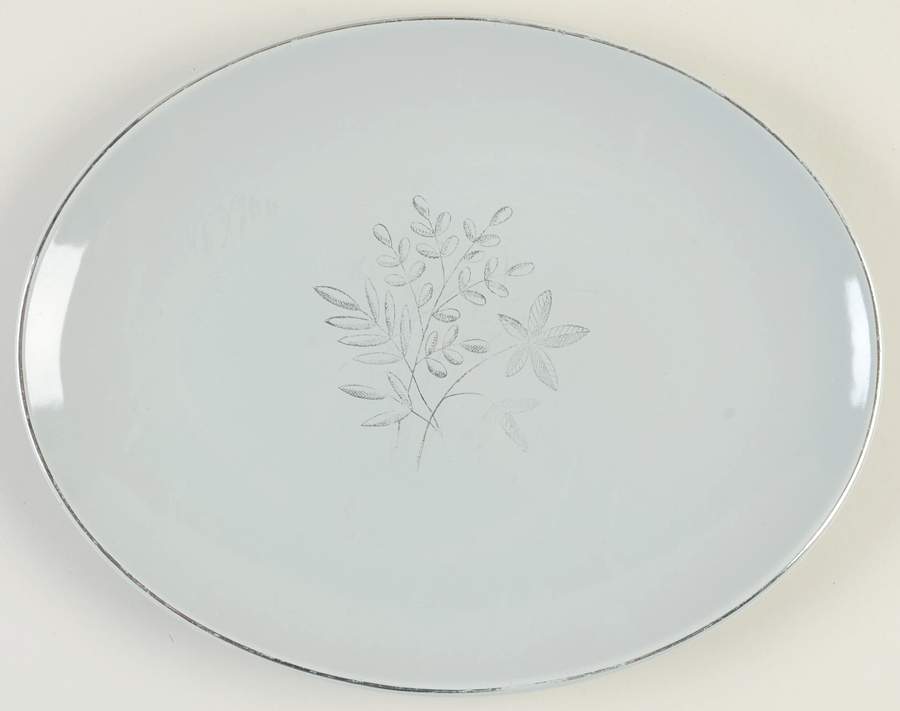Silver Spray 12" Oval Serving Platter by Edwin Knowles-1