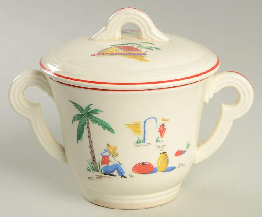 Sleeping Mexican Sugar Bowl & Lid by Edwin Knowles-1