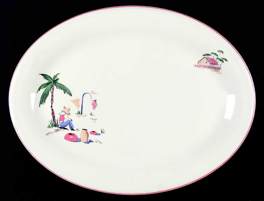 Sleeping Mexican 13" Oval Serving Platter by Edwin Knowles-1