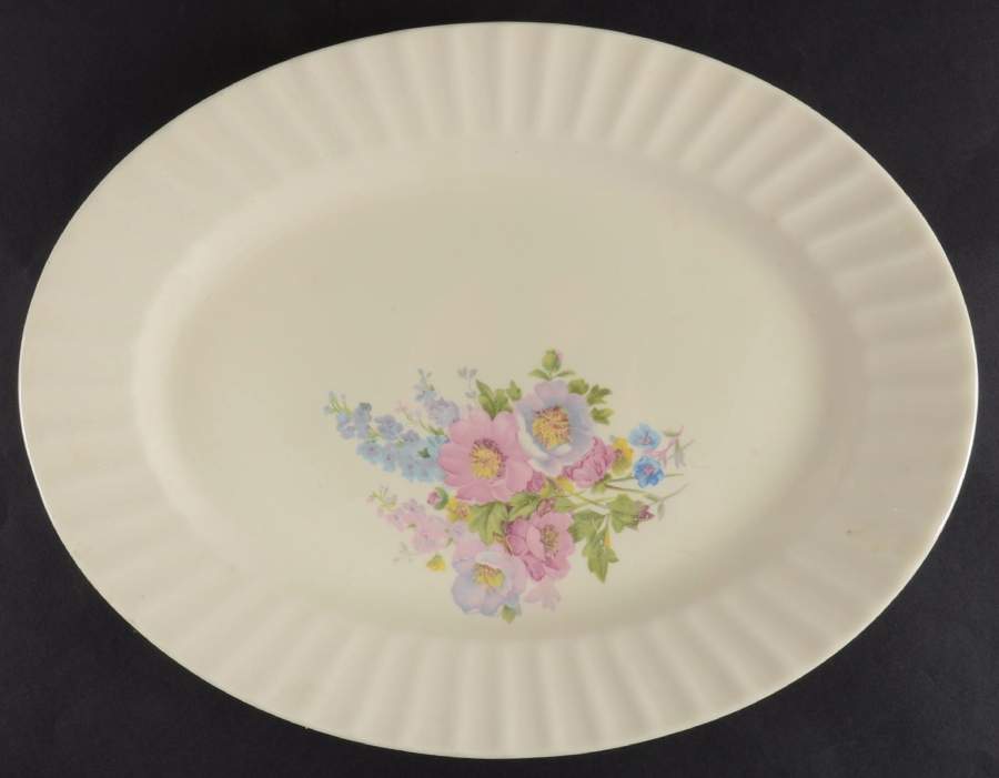 Spring Bouquet 14" Oval Serving Platter by Edwin Knowles-1