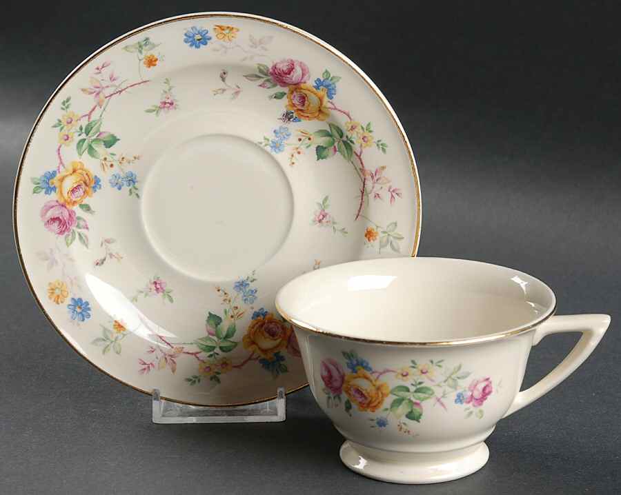 Springtime Classic Footed Cup & Saucer Set by Edwin Knowles-1