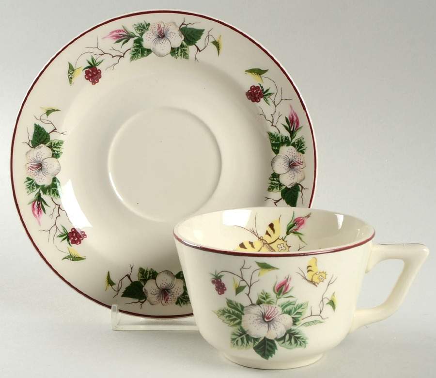 Spring Glory Flat Cup & Saucer Set by Edwin Knowles-1