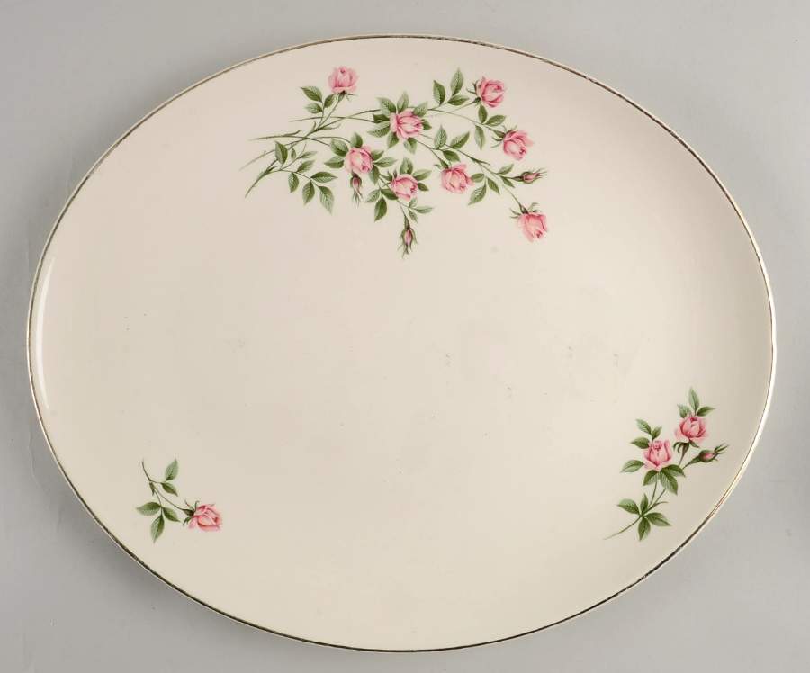 Sweetheart Rose 14" Oval Serving Platter by Edwin Knowles-1