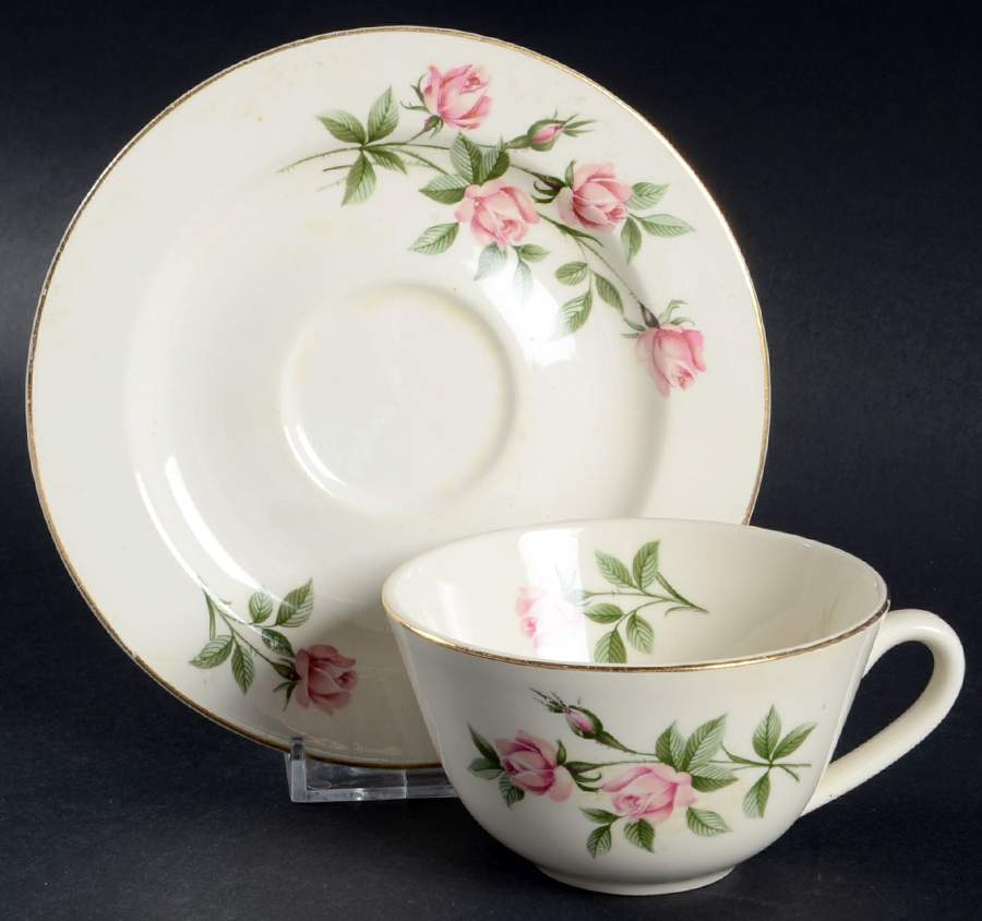 Sweetheart Rose Flat Cup & Saucer Set by Edwin Knowles-1