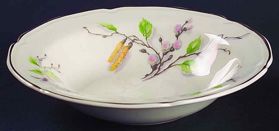 Sylvan (Gold Trim) Rim Fruit/Dessert (Sauce) Bowl by Edwin Knowles-1