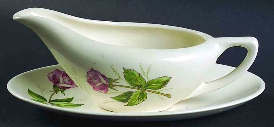Tea Rose Gravy Boat & Underplate/Relish by Edwin Knowles-1