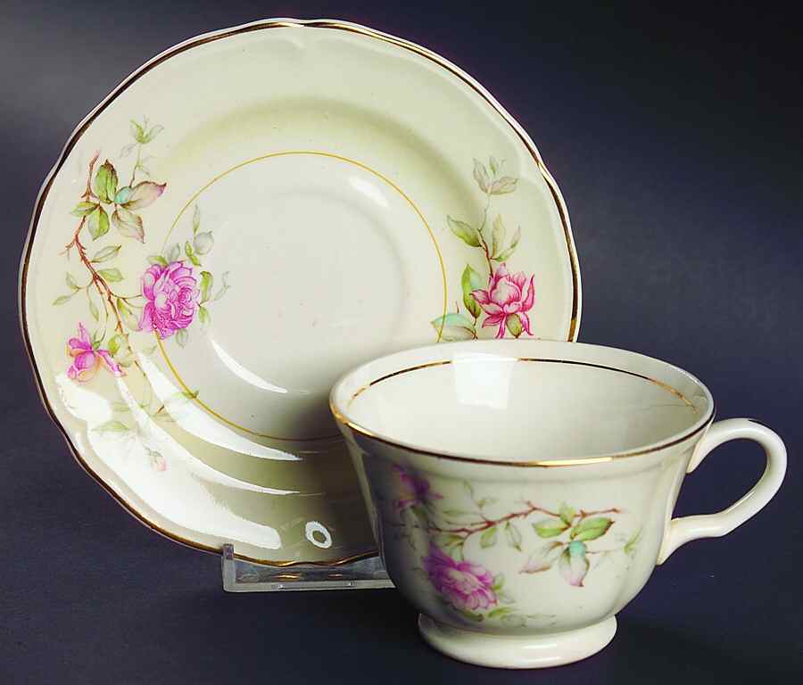 Virginia Footed Cup & Saucer Set by Edwin Knowles-1