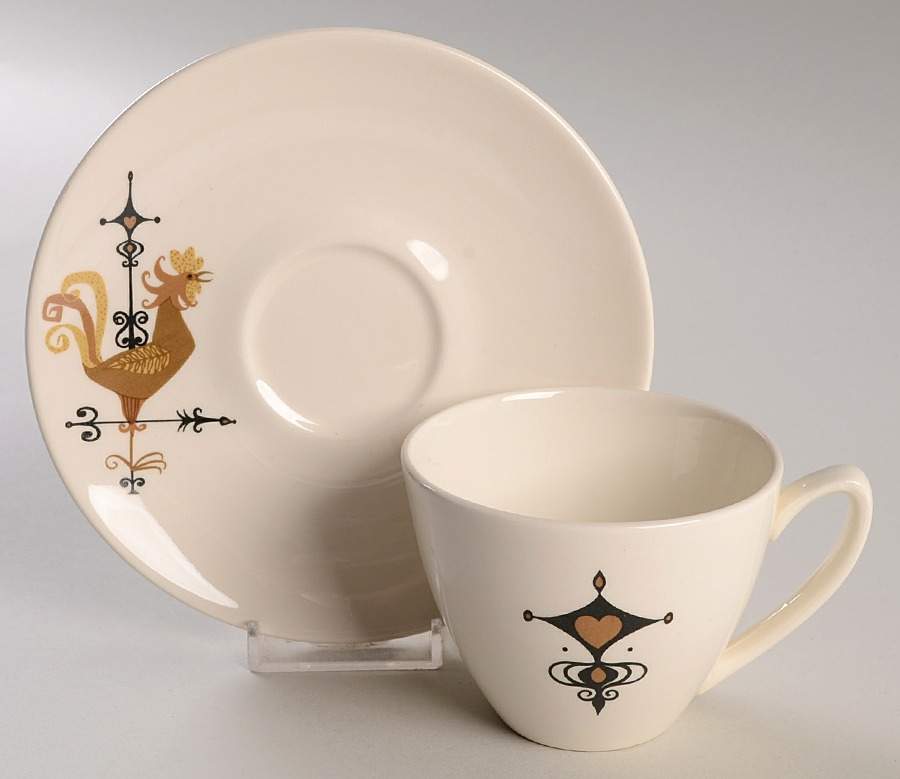 Weather Vane Flat Cup & Saucer Set by Edwin Knowles-1