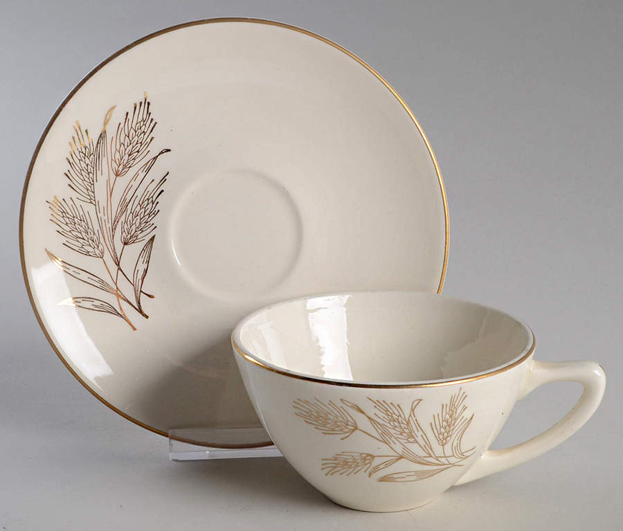 Wheat Flat Cup & Saucer Set by Edwin Knowles-1