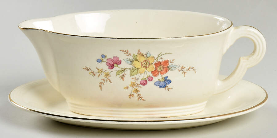 Wildrose Gravy Boat & Underplate by Edwin Knowles-1