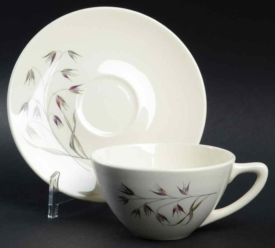 Wild Oats Flat Cup & Saucer Set by Edwin Knowles-1