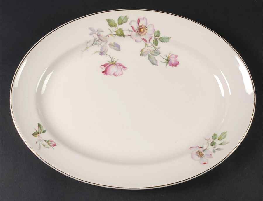 Wild Rose (Rimmed) 15" Oval Serving Platter by Edwin Knowles-1