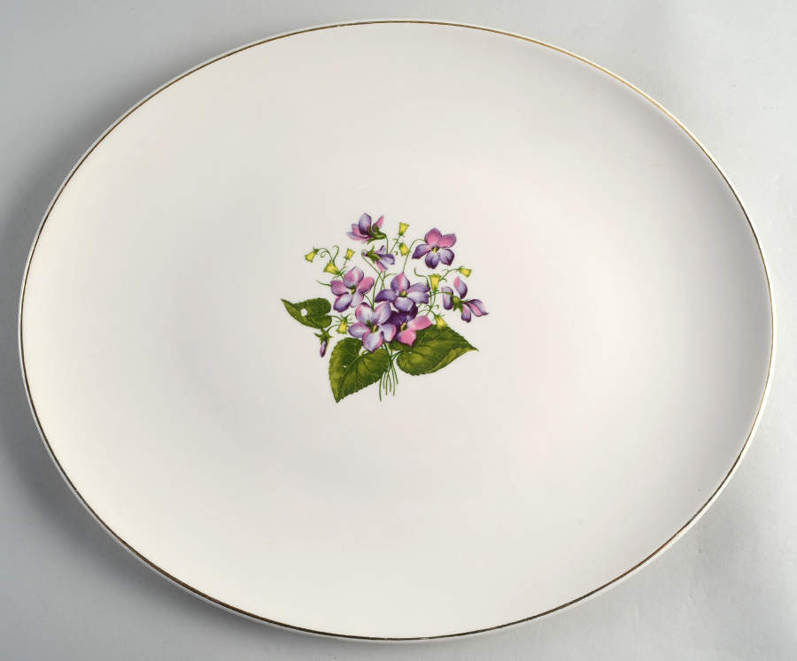 Wood Violets 14" Oval Serving Platter by Edwin Knowles-1