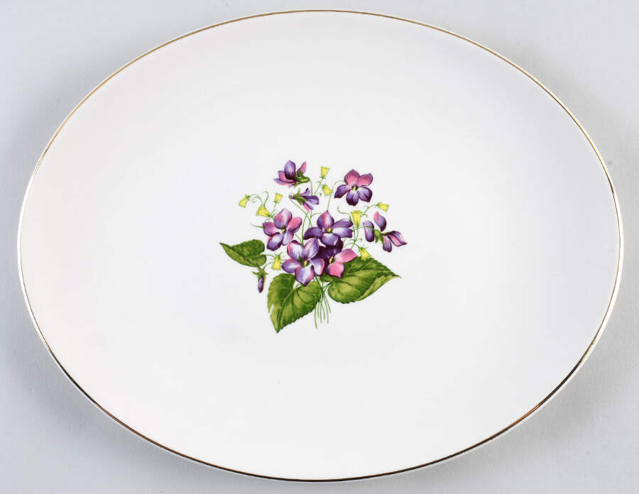 Wood Violets 12" Oval Serving Platter by Edwin Knowles-1