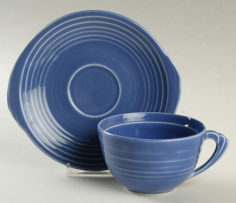 Yorktown Blue Flat Cup & Saucer Set by Edwin Knowles-1