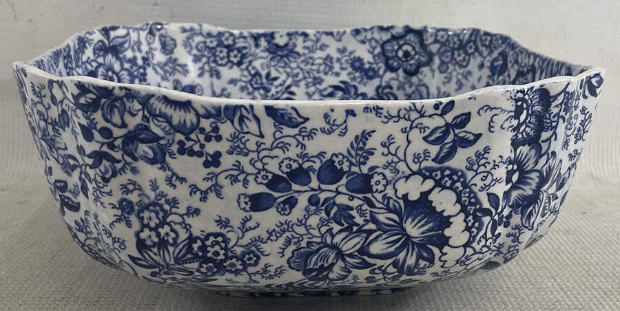 18th Century Chintz (Old, No Trim) 10" Square Vegetable Bowl by James Kent (England)-1