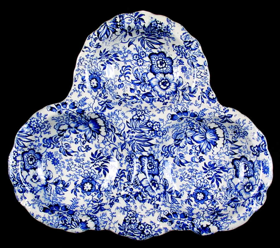18th Century Chintz (Old, No Trim) 3-Part Relish by James Kent (England)-1