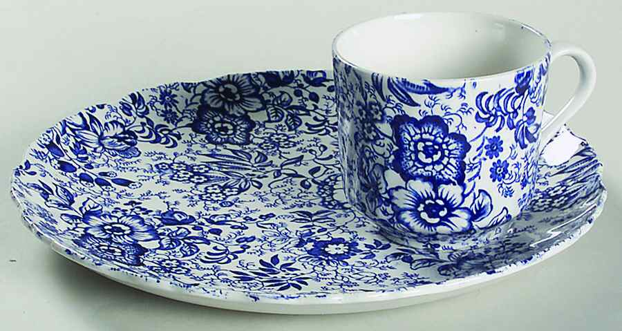 18th Century Chintz (Old, No Trim) Snack Plate & Cup Set by James Kent (England)-1