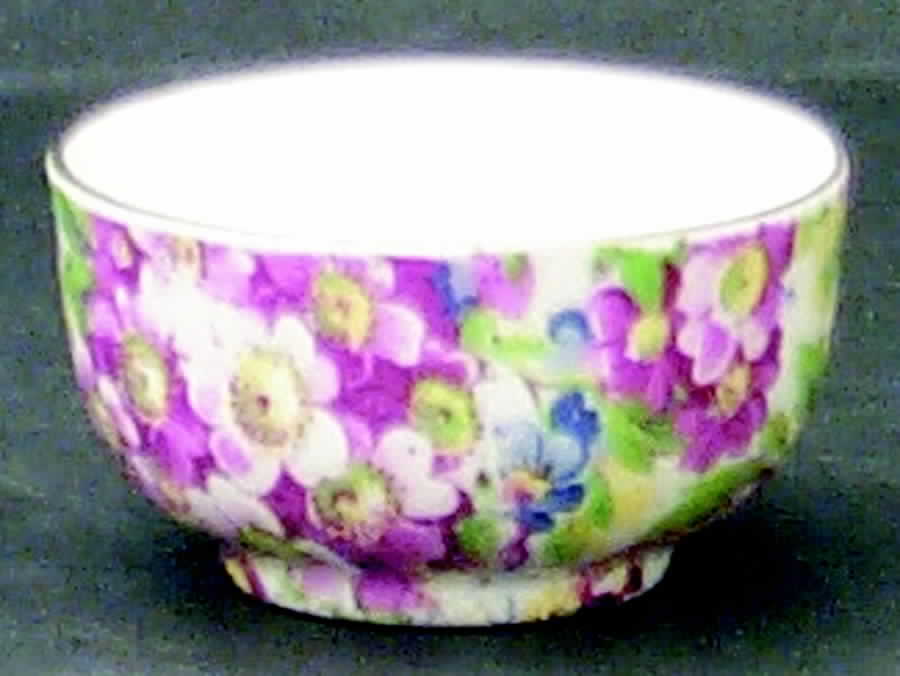Apple Blossom Chintz Individual Open Sugar Bowl by James Kent (England)-1