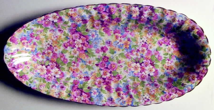 Apple Blossom Chintz Cucumber Tray by James Kent (England)-1