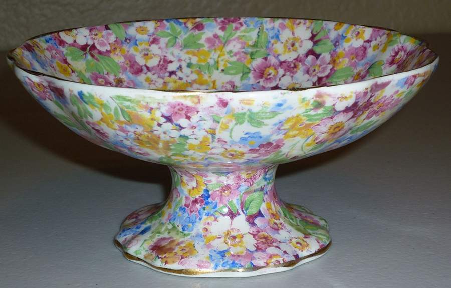 Apple Blossom Chintz Small Comport by James Kent (England)-1