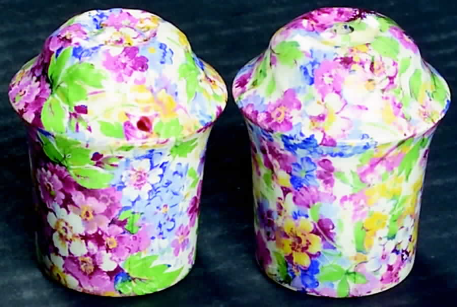 Apple Blossom Chintz Salt & Pepper Set by James Kent (England)-1