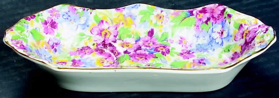 Apple Blossom Chintz Tray for Salt and Pepper Set by James Kent (England)-1