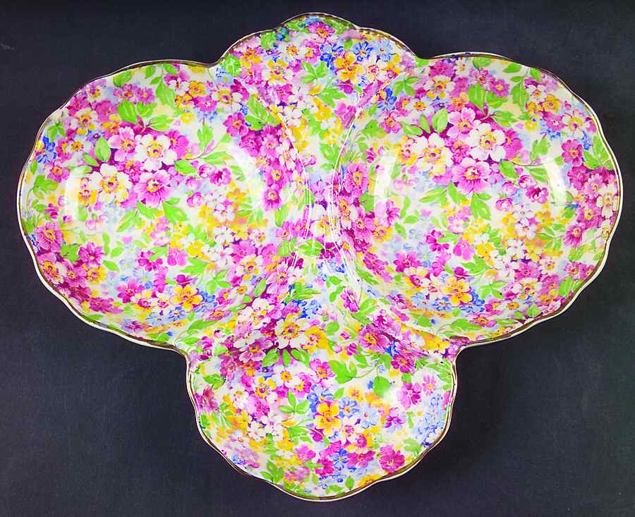 Apple Blossom Chintz 3-Part Relish by James Kent (England)-1