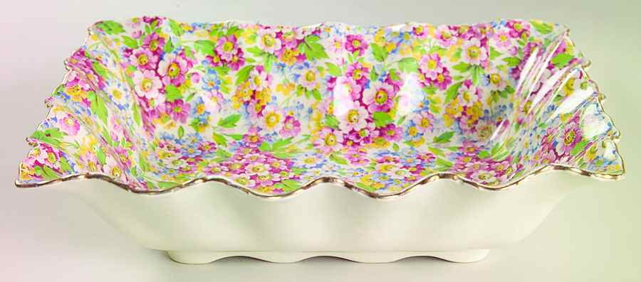 Apple Blossom Chintz 9" Rectangular Vegetable Bowl by James Kent (England)-1