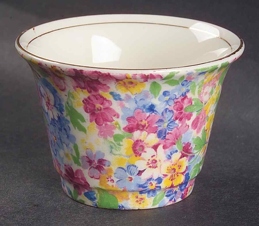 Apple Blossom Chintz Mini Open Sugar Bowl by James Kent (England)-1