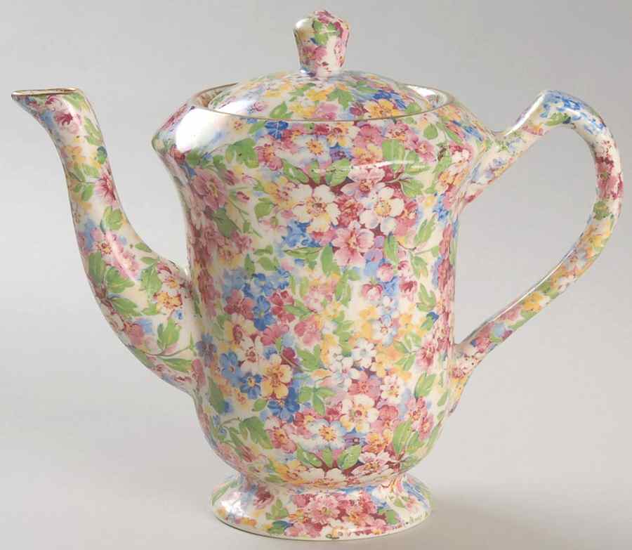 Apple Blossom Chintz Mini Coffee Pot & Lid by James Kent (England)-1