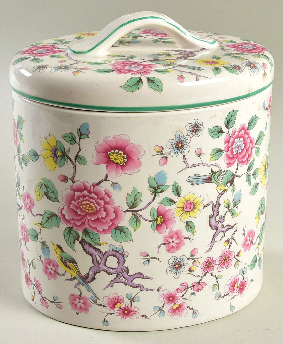 Chinese Rose Large Canister & Lid by James Kent (England)-1