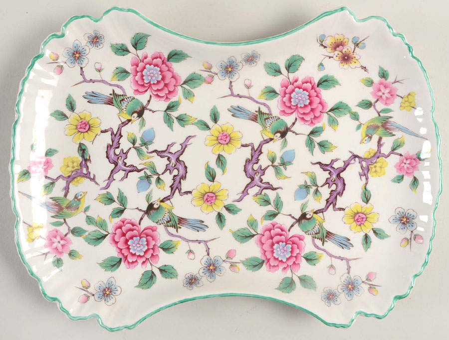 Chinese Rose Pickle Dish by James Kent (England)-1
