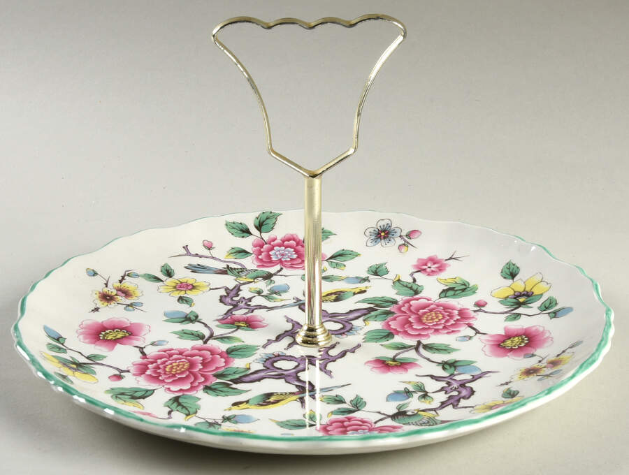 Chinese Rose Round Serving Plate with Handle (LP) by James Kent (England)-1