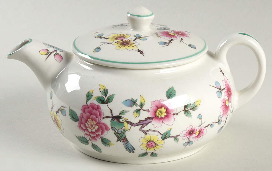 Chinese Rose Mini Teapot & Lid by James Kent (England)-1