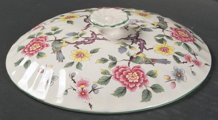 Chinese Rose Lid for Round Vegetable by James Kent (England)-1