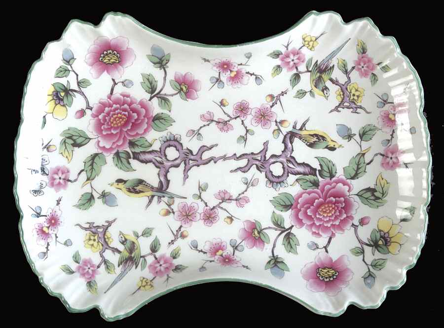 Chinese Rose Rectangular Tray by James Kent (England)-1