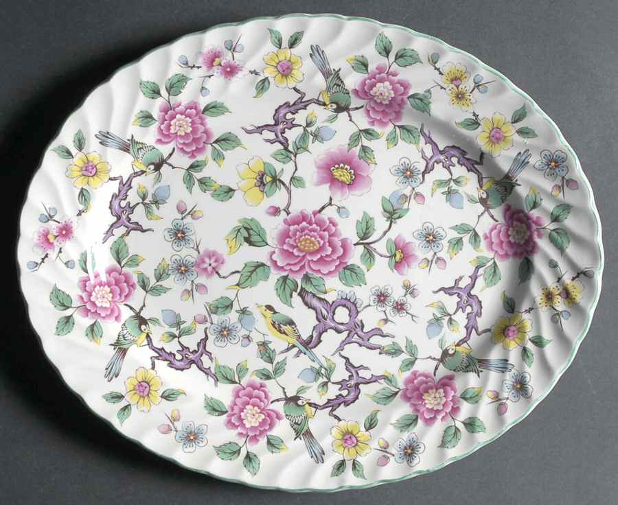 Chinese Rose 11" Oval Serving Platter by James Kent (England)-1