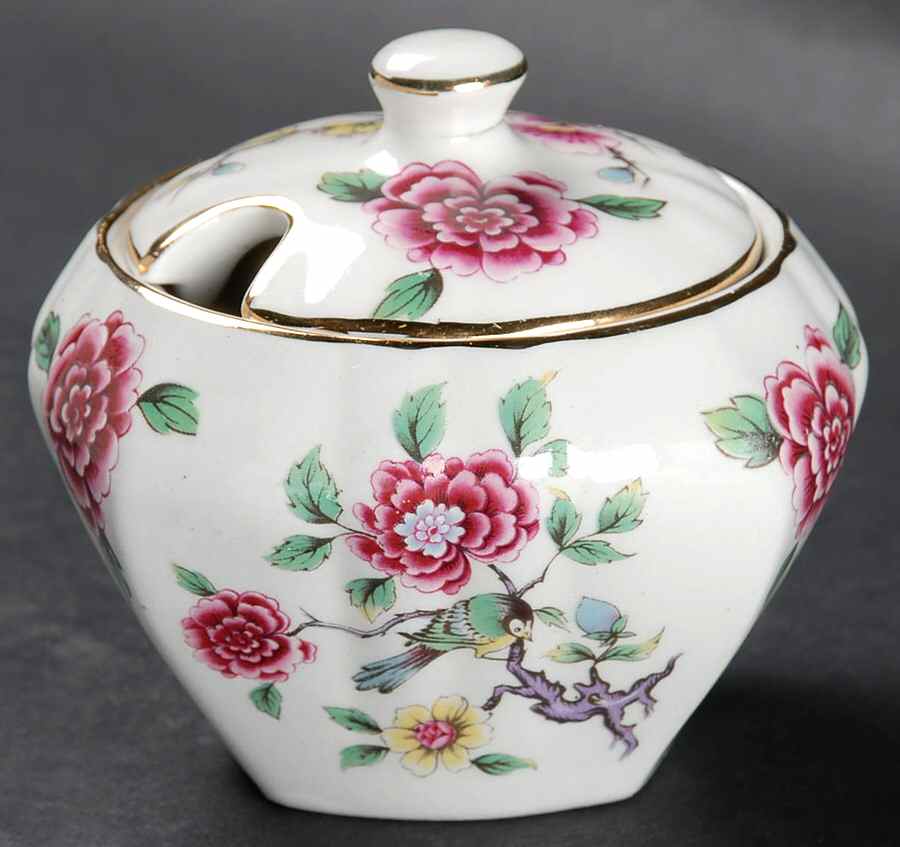 Chinese Rose Jam/Jelly & Lid by James Kent (England)-1