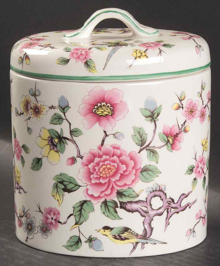 Chinese Rose Medium Canister & Lid by James Kent (England)-1