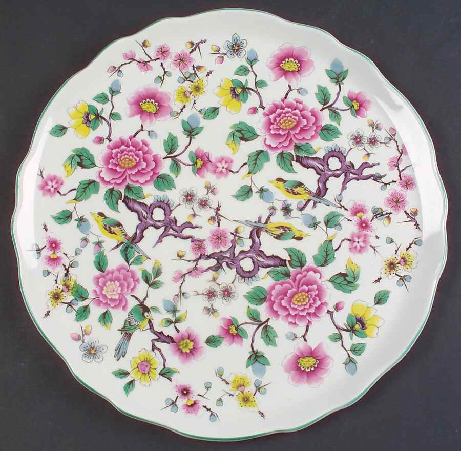 Chinese Rose Cake Plate by James Kent (England)-1