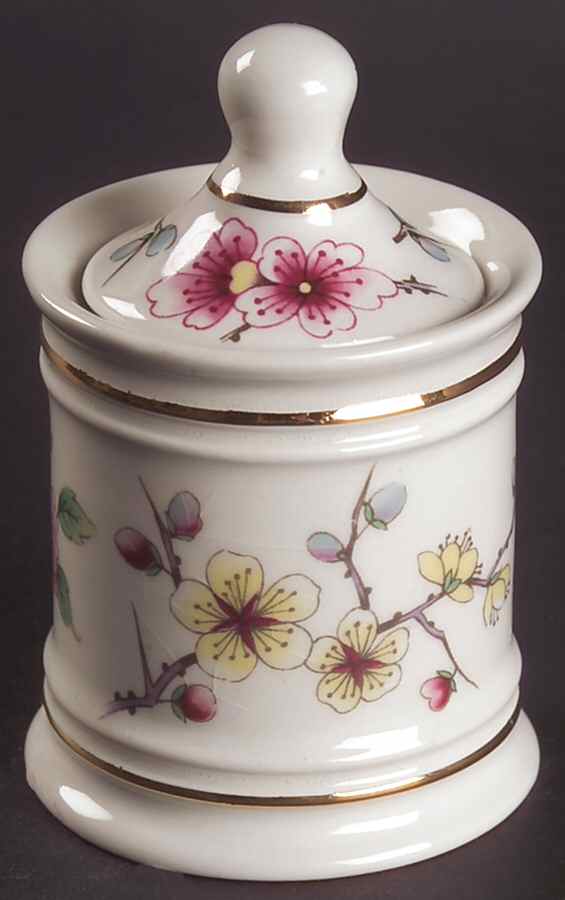 Chinese Rose Mustard Jar & Lid by James Kent (England)-1