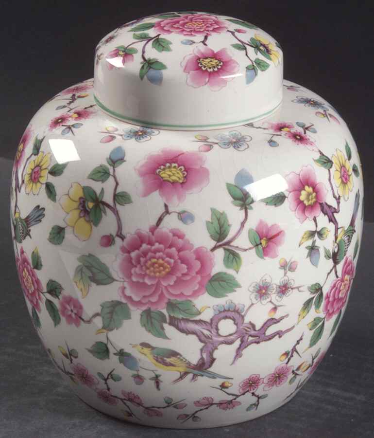 Chinese Rose Medium Ginger Jar & Lid by James Kent (England)-1