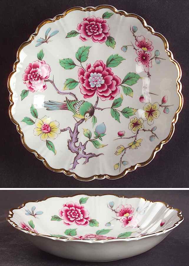 Chinese Rose 4" Round Nut Dish by James Kent (England)-1
