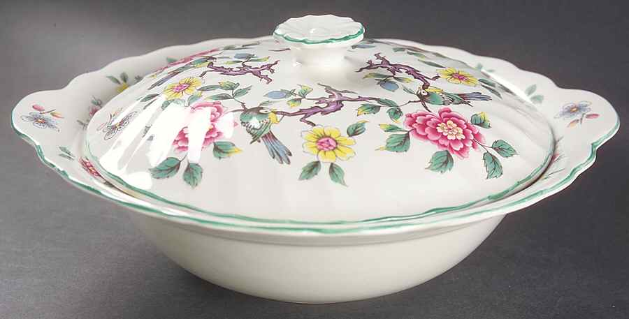 Chinese Rose Round Covered Vegetable by James Kent (England)-1