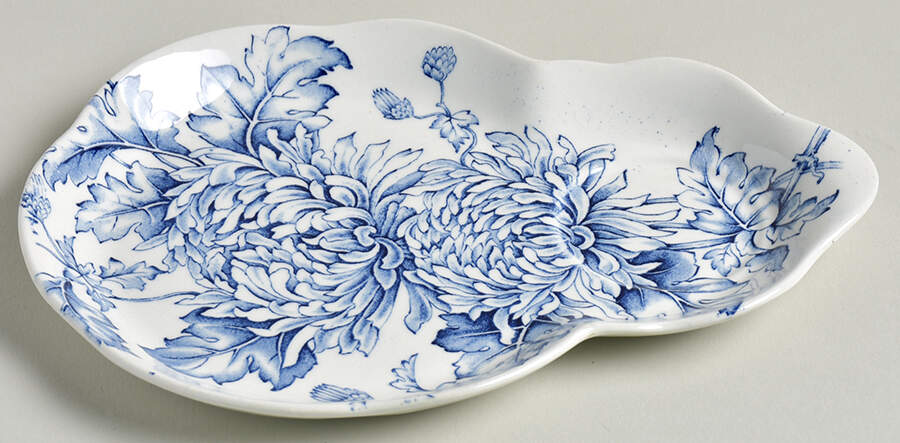 Chrysanthemum Blue Snack Plate by James Kent (England)-1