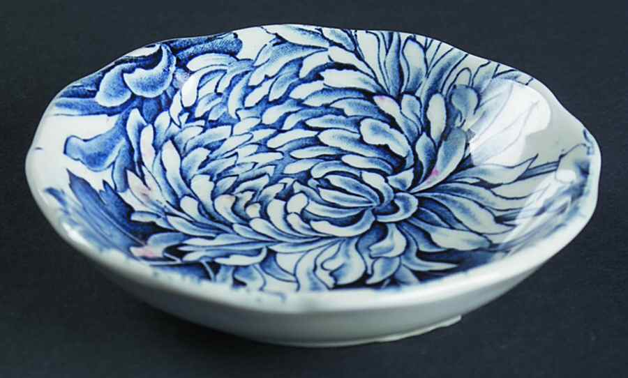 Chrysanthemum Blue Butter Pat by James Kent (England)-1