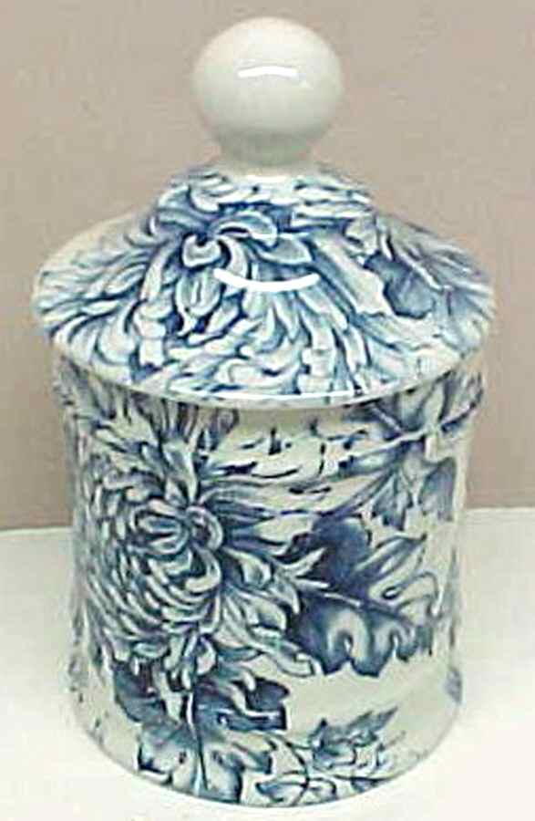Chrysanthemum Blue 3" Storage Jar & Lid by James Kent (England)-1